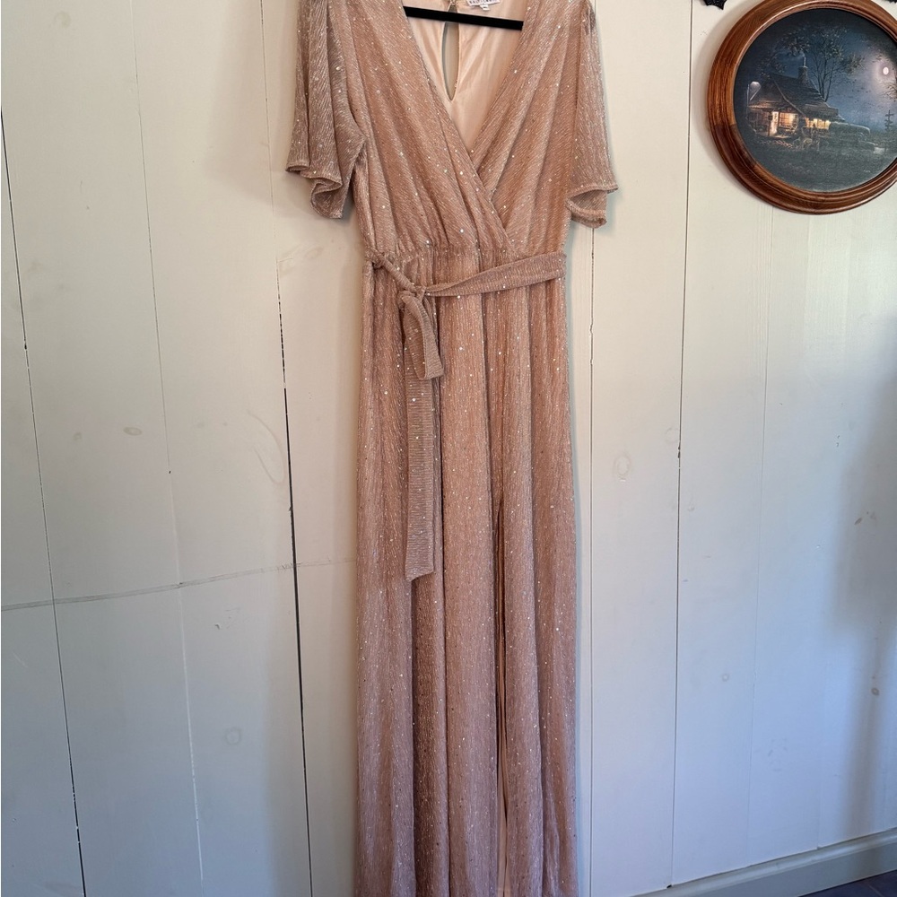 Baltic Born Shimmering Beige Maxi Dress - Picture 4 of 7